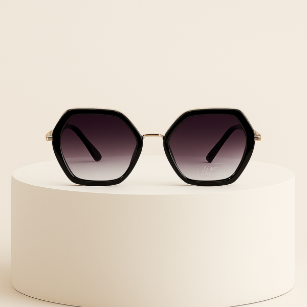 Lunettes de soleil géométriques noires – Verres dégradés UV400