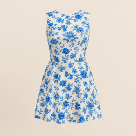 Robe trapèze sans manches à imprimé floral
