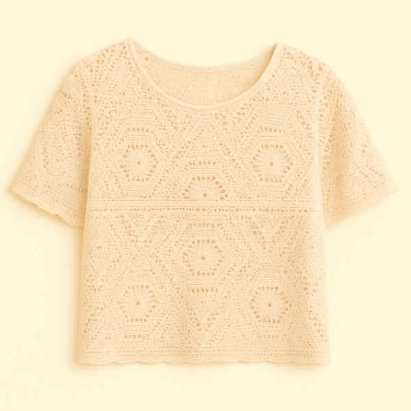 Haut en Crochet à Manches Courtes