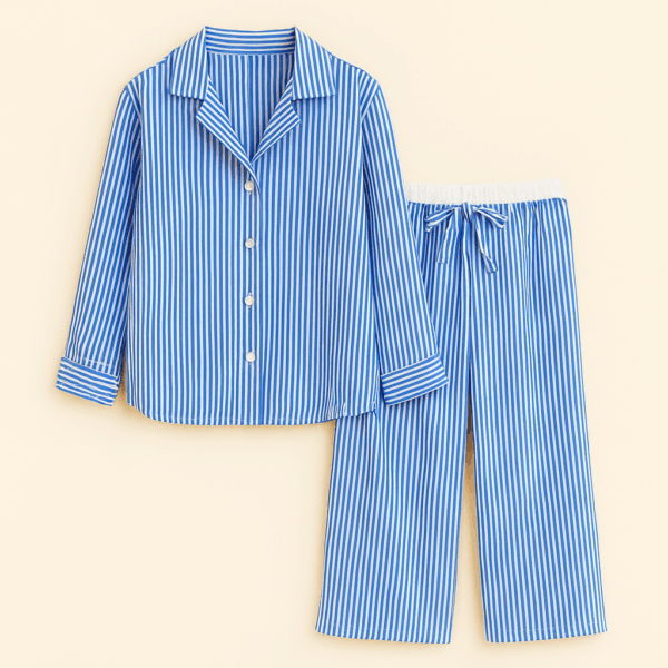 Ensemble chemise à manches longues et pantalon à rayures