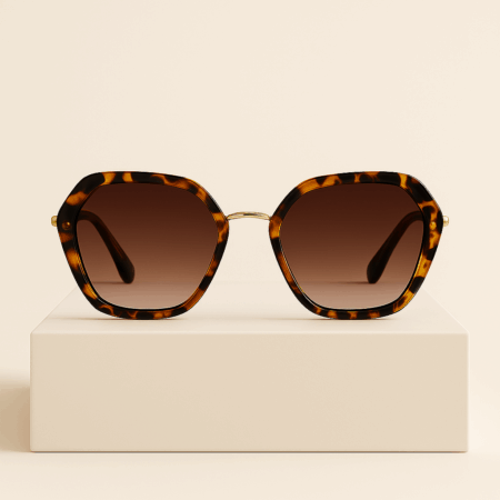 Lunettes de soleil oversize écaille – Verres teintés brun dégradé