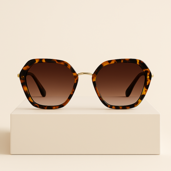 Lunettes de soleil oversize écaille – Verres teintés brun dégradé