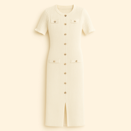 Robe Longue en Maille Côtelée