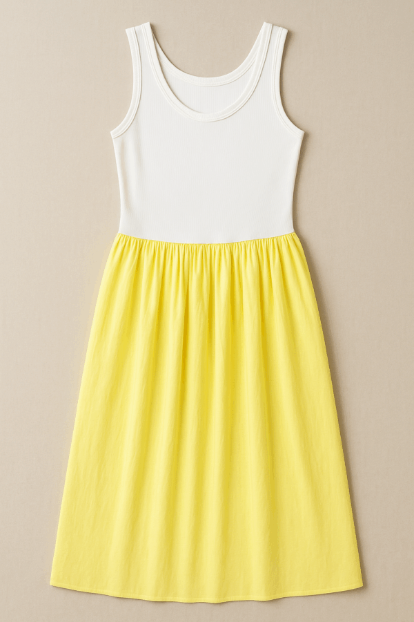 Robe d’été bicolore blanc et jaune