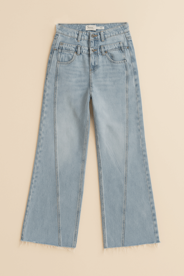 Jean coupe droite évasée – double ceinture