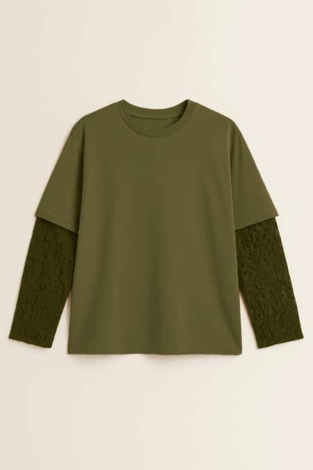 T-shirt manches longues en dentelle