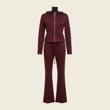 Ensemble femme – Veste à capuche zippée & pantalon évasé