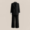 Ensemble tailleur noir rayé – Blazer & pantalon large femme