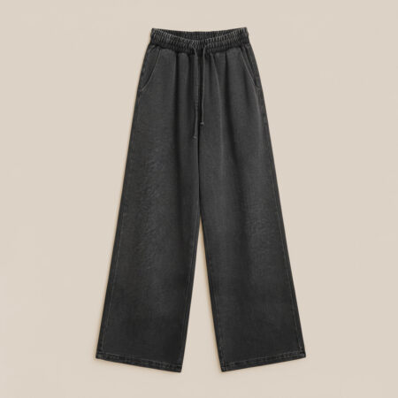 Pantalon large taille élastique avec cordon