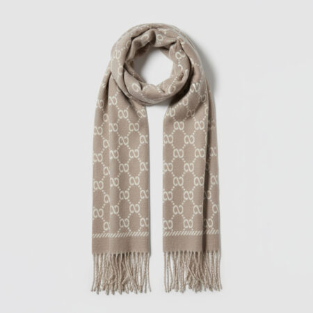 Écharpe douce à motif entrelacé beige taupe