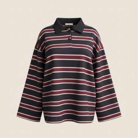 Pull à rayures à col polo oversize