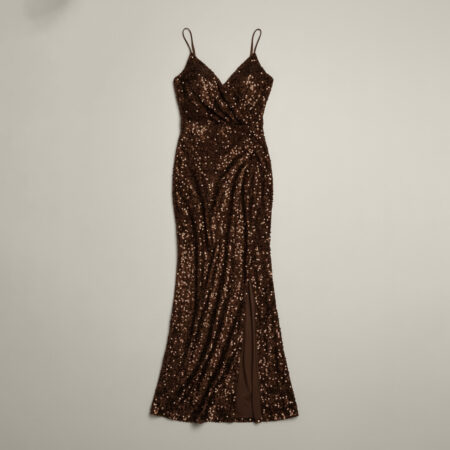 Robe longue à sequins avec fente