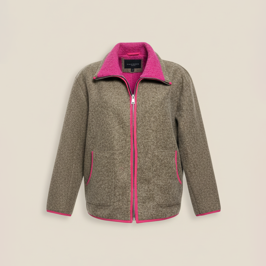 veste bicolore taupe-rose