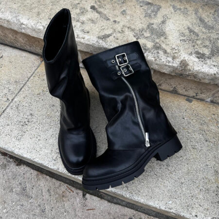 Bottes style biker à zip