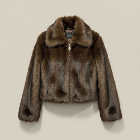 Veste courte texturée zippée