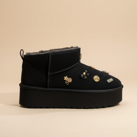 Mules plateforme à décorations métalliques