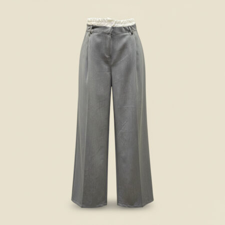 Pantalon large taille haute à taille élastique