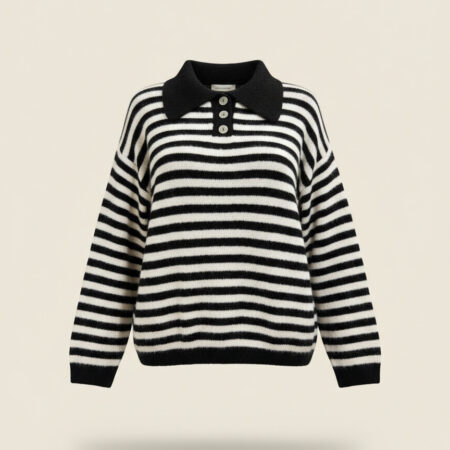 Pull rayé à col polo